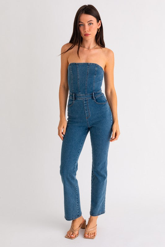 Got to Have it Tube Denim Jumpsuit