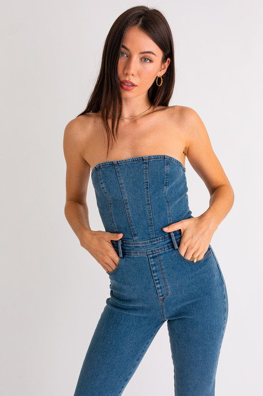 Got to Have it Tube Denim Jumpsuit