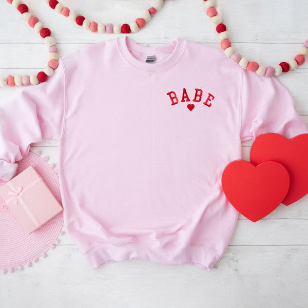 Embroidered Babe Heart Graphic Sweatshirt