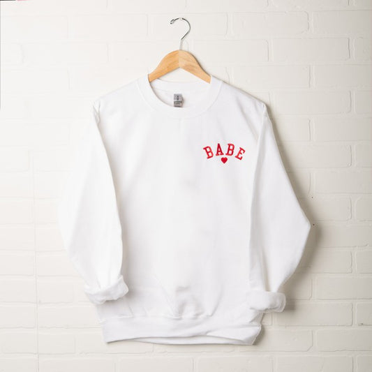 Embroidered Babe Heart Graphic Sweatshirt