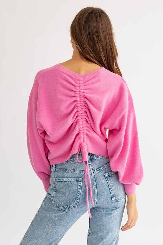 Fallon Fuzzy Sweater with Back Ruching