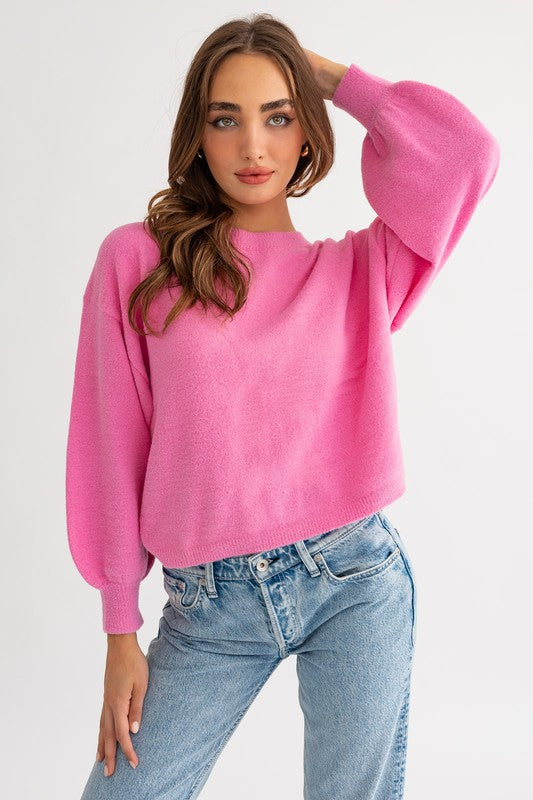 Fallon Fuzzy Sweater with Back Ruching
