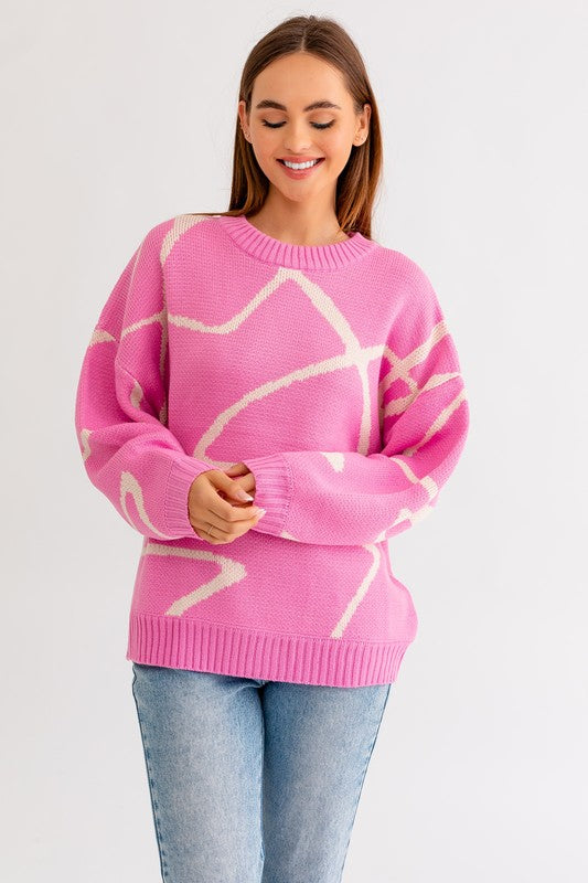 Jovi Abstract Pattern Oversized Sweater