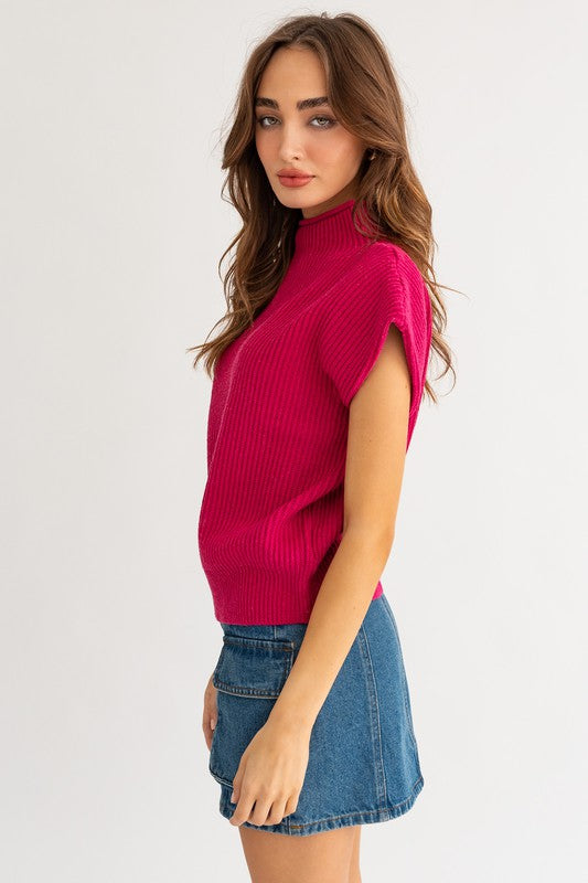 Miya Turtle Neck Power Shoulder Sweater Vest