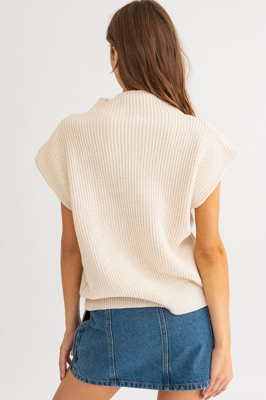 Miya Turtle Neck Power Shoulder Sweater Vest