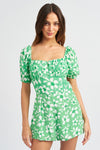 Gigi Bubble Sleeve Floral Romper