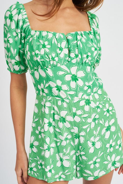 Gigi Bubble Sleeve Floral Romper