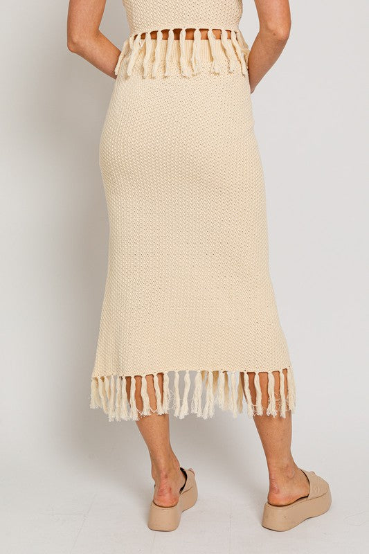 Haisley Tassel Detail Sweater Midi Skirt