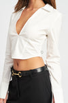 Nadia Deep V Cropped Long Sleeve