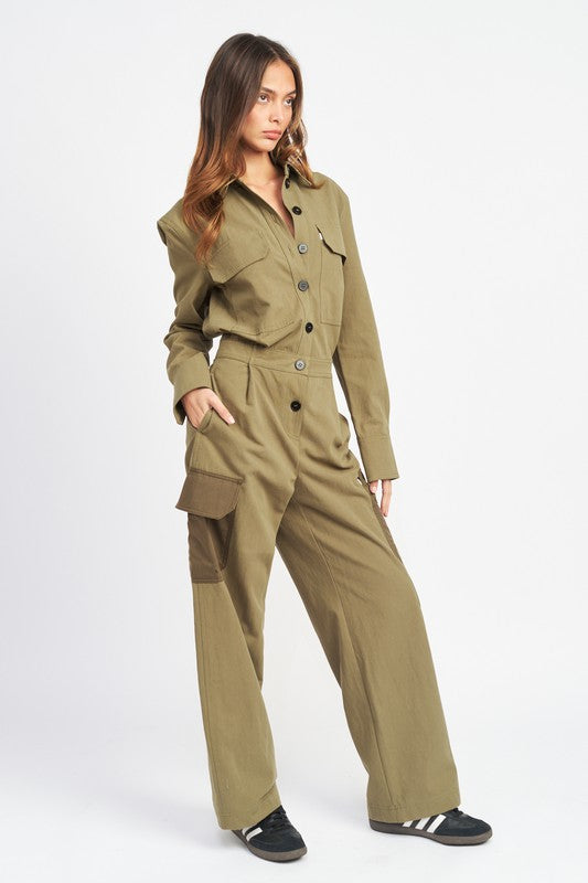 Jenny Button Down Cargo Jumpsuit