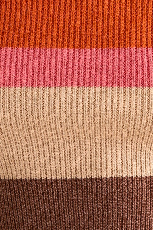 April Long Sleeve Color Block Stripe Knit Top
