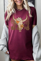 Floral Bull Western Graphic Tee