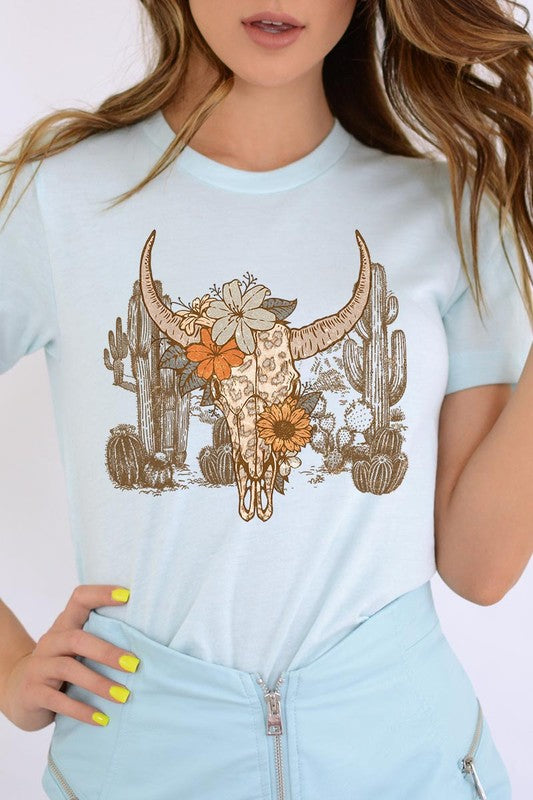 Floral Bull Western Graphic Tee
