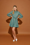 Azure Twisted Belt Shirt Dress