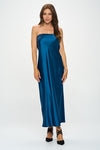 Kyle Silky Satin Tube Draped Dress
