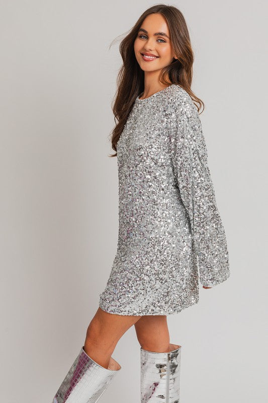 Gigi Long Sleeve Sequin Mini Dress