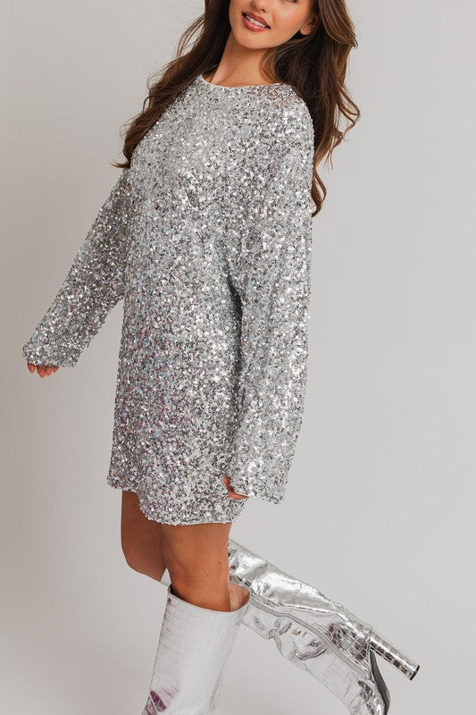 Gigi Long Sleeve Sequin Mini Dress
