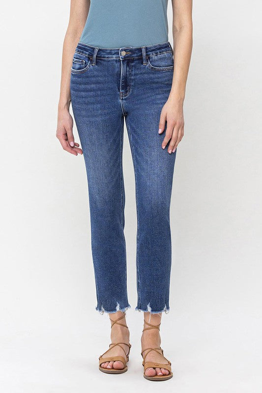Sadie High Rise Crop Slim Straight Jeans