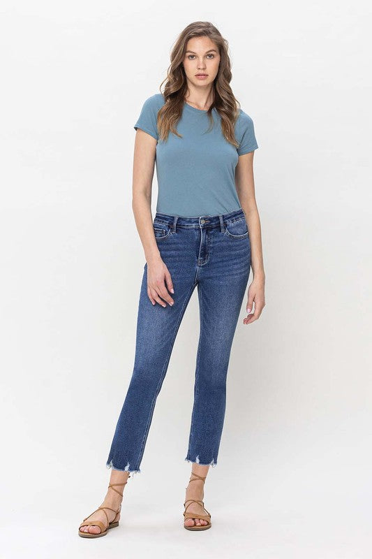 Sadie High Rise Crop Slim Straight Jeans