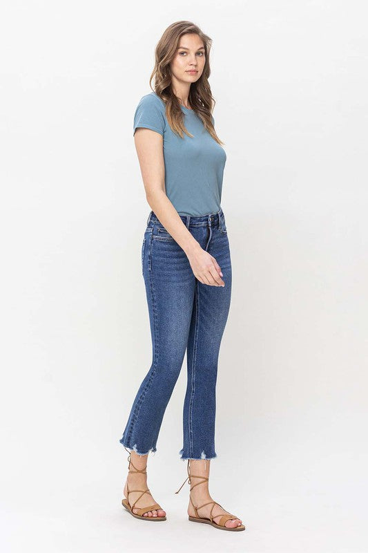 Sadie High Rise Crop Slim Straight Jeans