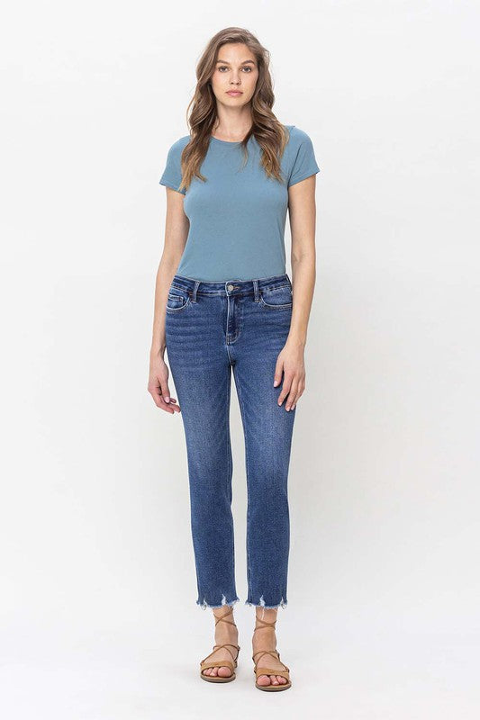 Sadie High Rise Crop Slim Straight Jeans