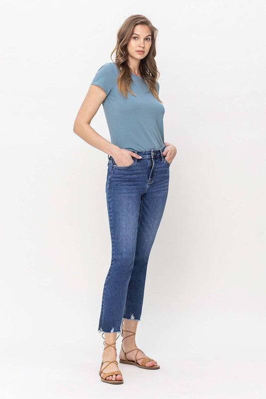 Sadie High Rise Crop Slim Straight Jeans
