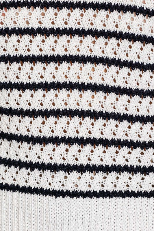 Lydia Ruffle Sleeve Stripe Knit Top