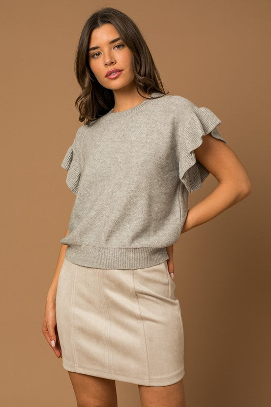 Zia Ruffle Sleeve Knit Top