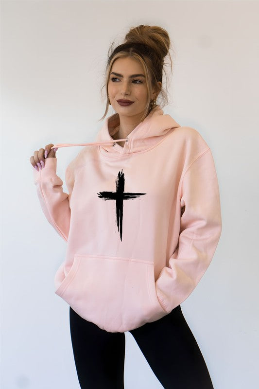 Graffiti Cross Graphic Hoodie Plus Size