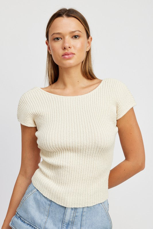 Nove Cap Sleeve Top with Open Back