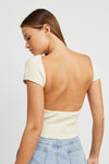Nove Cap Sleeve Top with Open Back