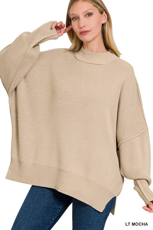 Saddie Side Slit Oversized Sweater
