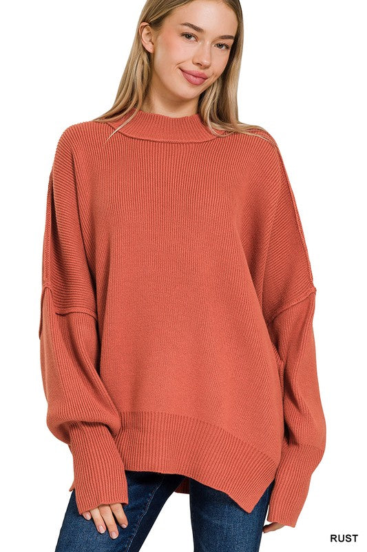 Saddie Side Slit Oversized Sweater