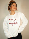 Cursive Merry and Bright Graphic Sweatshirt Plus Size