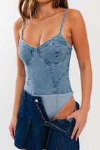 Jolene Denim Bustier Bodysuit