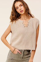 Terri Slouchy Cropped Extended Sleeve Sweater Top
