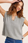 Terri Slouchy Cropped Extended Sleeve Sweater Top
