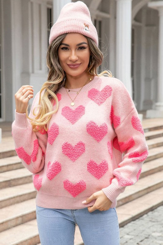 Felicia Fuzzy Heart Sweater