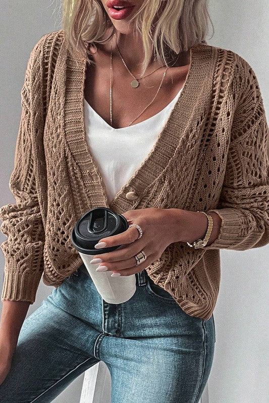 Bethany Open Knit Drop Shoulder Cardigan