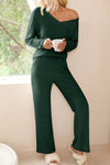 Laura Ribbed Knit V Neck Slouchy Two-piece Outfit