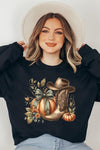 Pumpkin Western Fall Graphic Fleece Sweatshirts