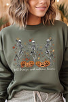 Fall Breeze Skeleton Graphic Fleece Sweatshirts