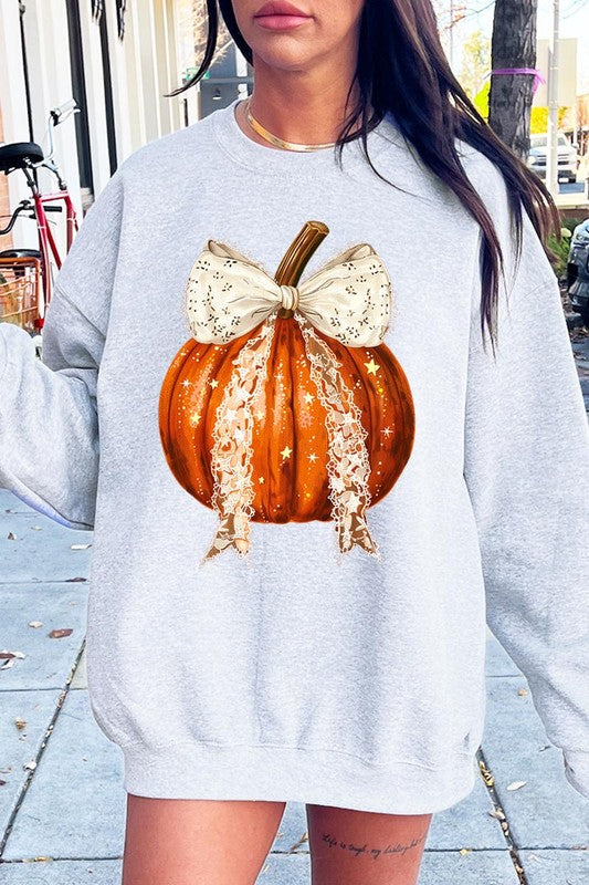 Coquette bow Halloween Pumpkin Fleece Sweatshirts – Lola