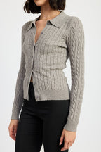 Carly Cable Knit Cardigan Top