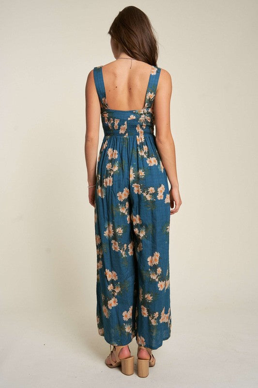 Constance Floral Printed Ruffle Detail Jumpsuit