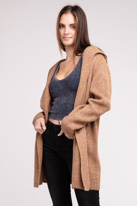 Hanna Hooded Open Front Sweater Cardigan