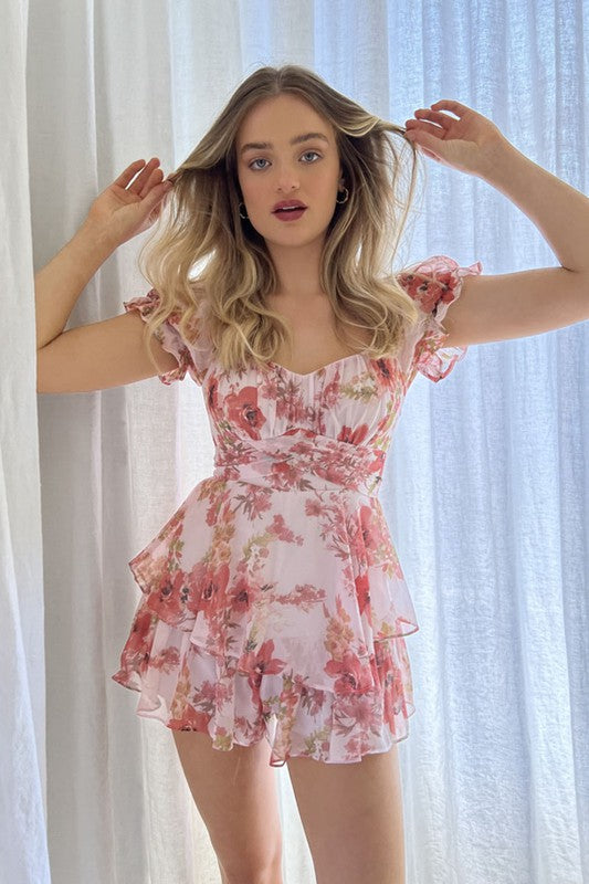 Denver Floral Ruffle Tiered Romper