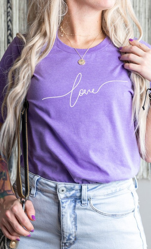 Love in Cursive Script Valentines Plus Graphic Tee