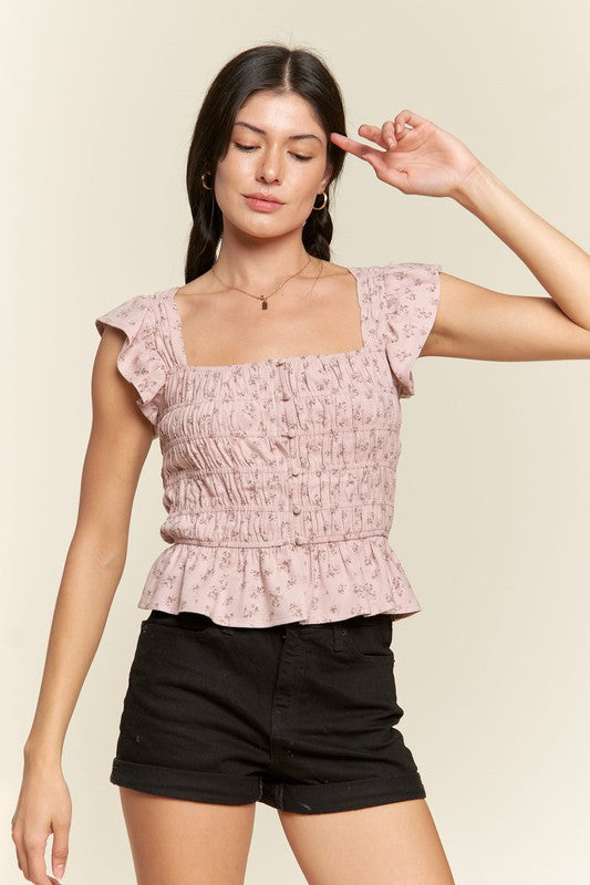 Alexa Floral Print Ruffled Top