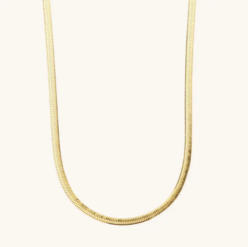 Gold Herringbone Chain Necklace